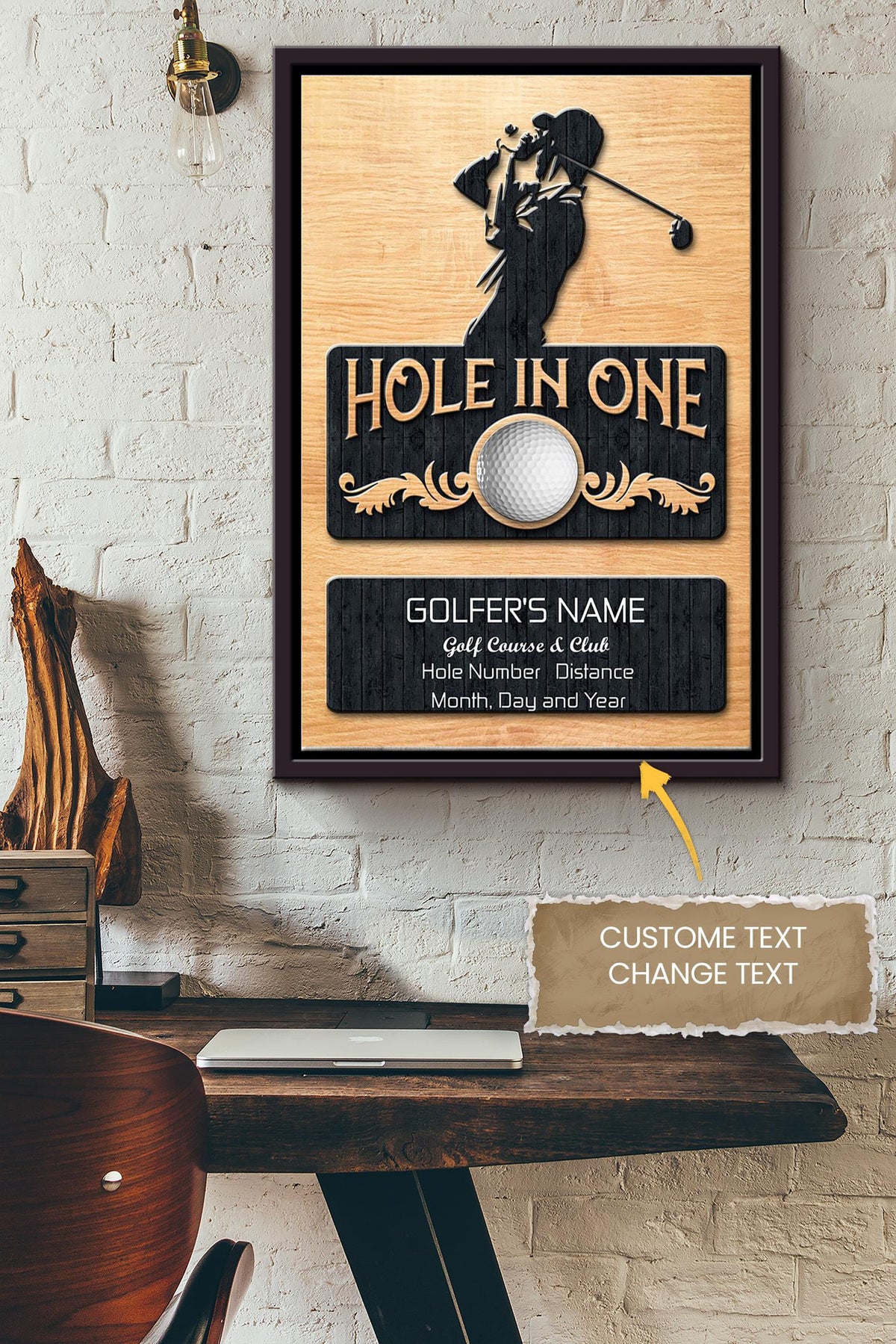 Golf Hole In One Personalized Canvas Sport Gift For Golfer Golf Player Golf Lover Framed Matte Canvas Framed Prints, Canvas Paintings