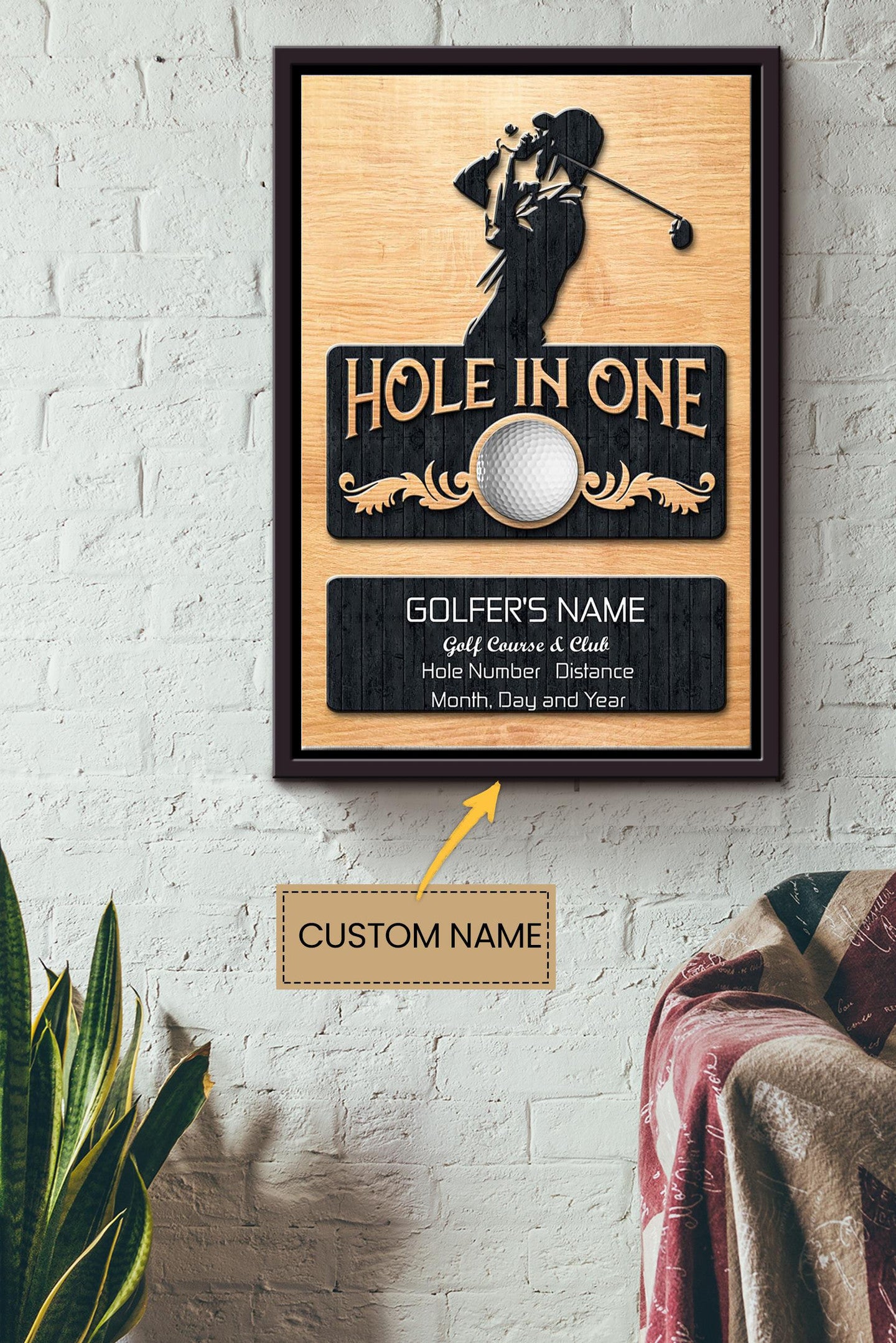 Golf Hole In One Personalized Canvas Sport Gift For Golfer Golf Player Golf Lover Framed Matte Canvas Framed Prints, Canvas Paintings