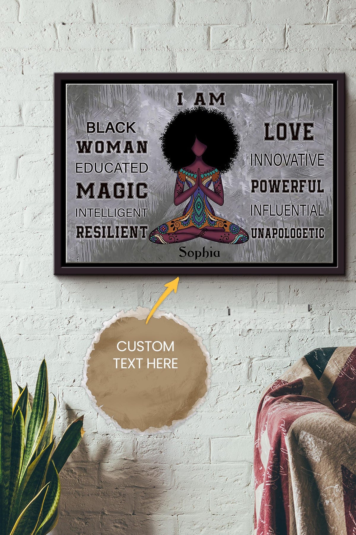 African Yoga Girl Personalized Canvas Woman Gift For Black Women African Women Framed Matte Canvas Framed Prints, Canvas Paintings