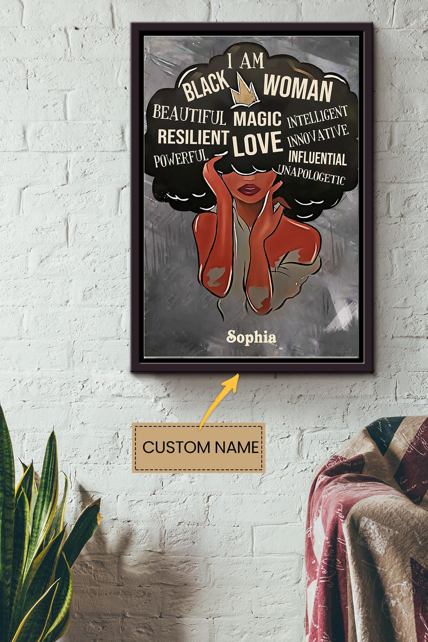 Afro Girl Personalized Canvas Woman Gift For Black Women African Women Framed Matte Canvas Framed Prints, Canvas Paintings