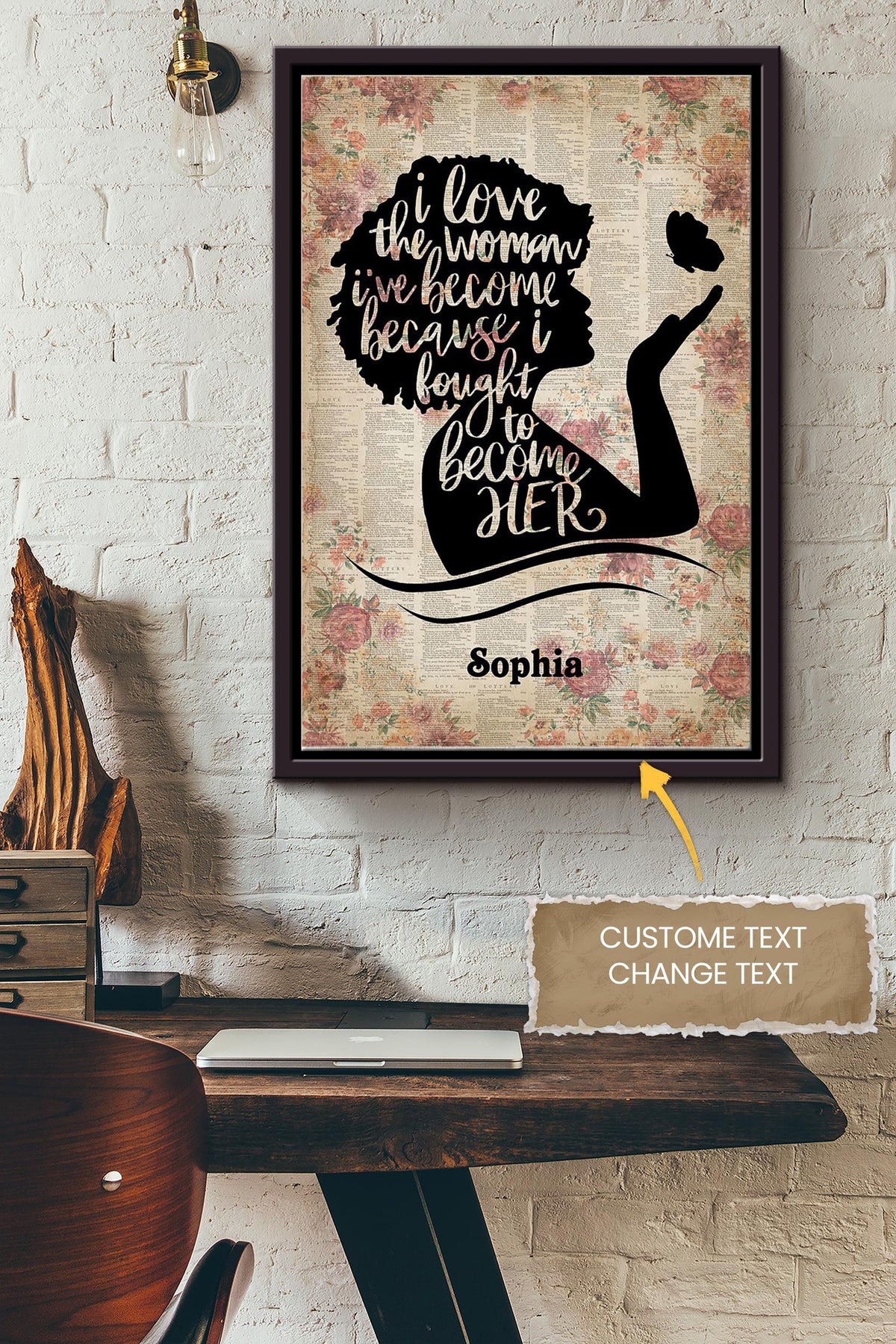 Afro Girl Personalized Canvas Woman Gift For Girlfriend Lady Mother Framed Matte Canvas Framed Prints, Canvas Paintings