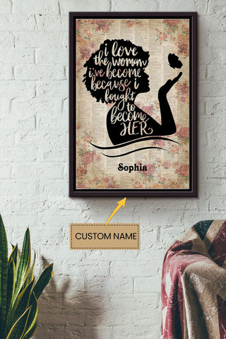 Afro Girl Personalized Canvas Woman Gift For Girlfriend Lady Mother Framed Matte Canvas Framed Prints, Canvas Paintings