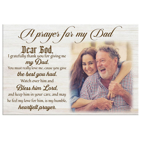 A Prayer For My Dad Custom Photo Canvas Hanging Gift, Canvas Paiting Frames Print Personalized