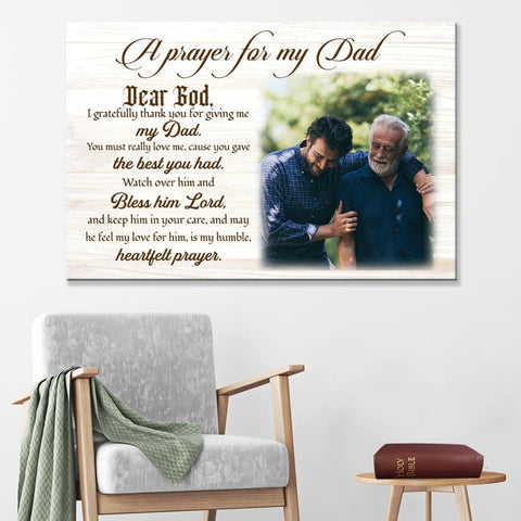 A Prayer For My Dad Custom Photo Canvas Hanging Gift, Canvas Paiting Frames Print Personalized