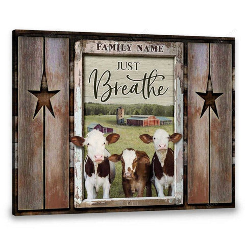 Customized Name Window Cows - Personalized Canvas Print Wall Art Farmhouse Decor