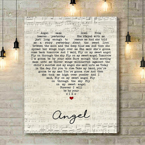 Jimi Hendrix Angel Script Heart Song Lyric Art Print - Canvas Print Wall Art Home Decor