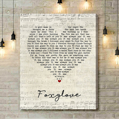 Murder By Death Foxglove Script Heart Song Lyric Art Print - Canvas Print Wall Art Home Decor