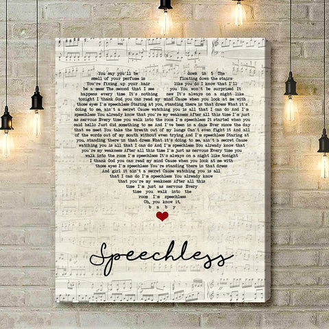 Dan + Shay Speechless Script Heart Song Lyric Art Print - Canvas Print Wall Art Home Decor