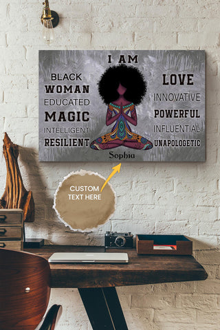 African Yoga Girl Personalized Canvas Woman Gift For Black Women African Women Canvas Gallery Painting Wrapped Canvas Framed Prints, Canvas Paintings