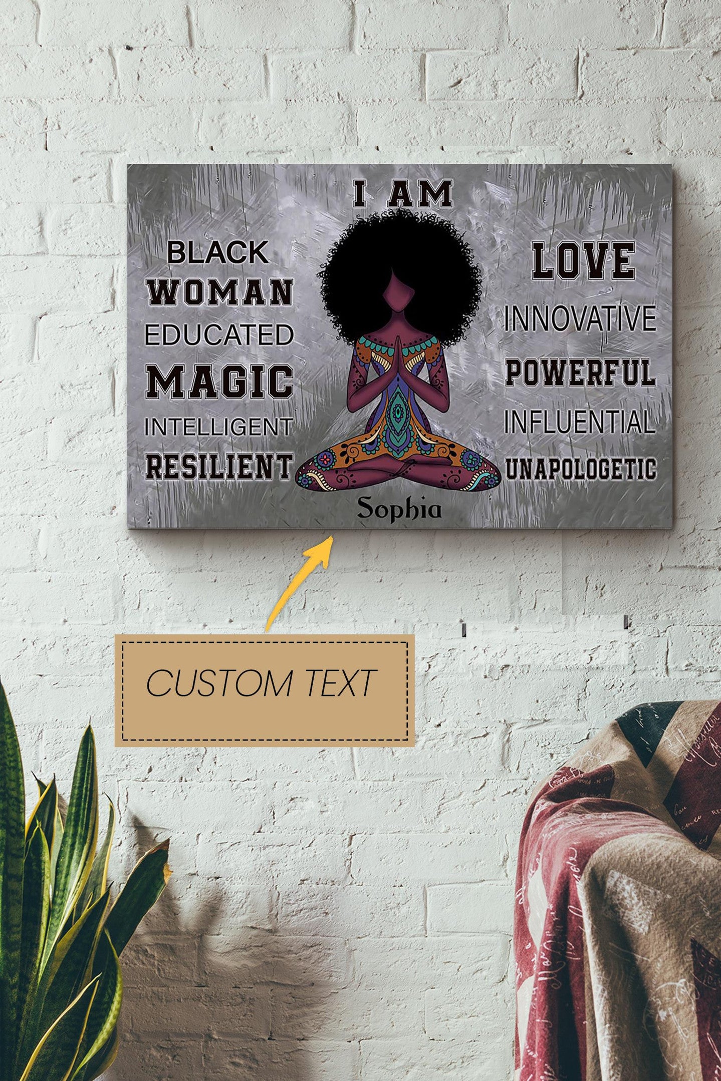 African Yoga Girl Personalized Canvas Woman Gift For Black Women African Women Canvas Gallery Painting Wrapped Canvas Framed Prints, Canvas Paintings