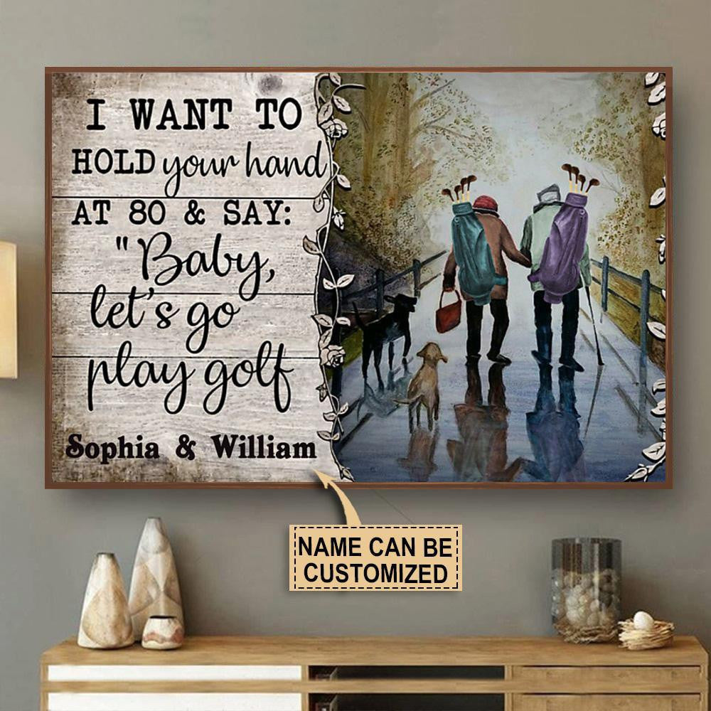 here Gifts Personalized Golf Lets Go Play Canvas Home Decor