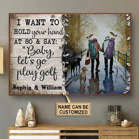 here Gifts Personalized Golf Lets Go Play Canvas Home Decor