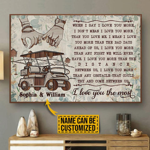 here Gifts Personalized Golf Cart Floral I Love You The Most Canvas Home Decor