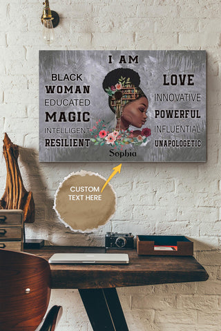 African Book Girl Personalized Canvas Woman Gift For Black Women African Women Canvas Gallery Painting Wrapped Canvas Framed Prints, Canvas Paintings