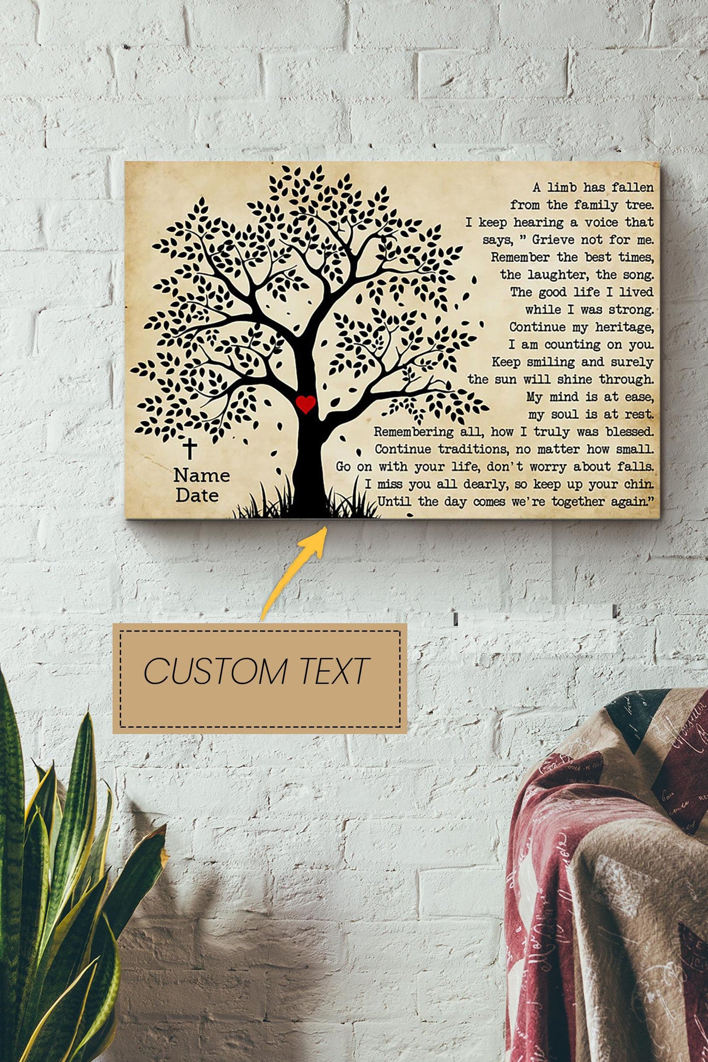 A Limb Has Fallen From The Family Trees Personalized Canvas Memorial Gift For Lover Valentine Day Canvas Gallery Painting Wrapped Canvas Framed Prints, Canvas Paintings