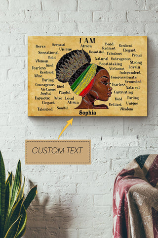 Afro Girl Personalized Canvas Women Gift For Black Woman African Woman Canvas Gallery Painting Wrapped Canvas Framed Prints, Canvas Paintings