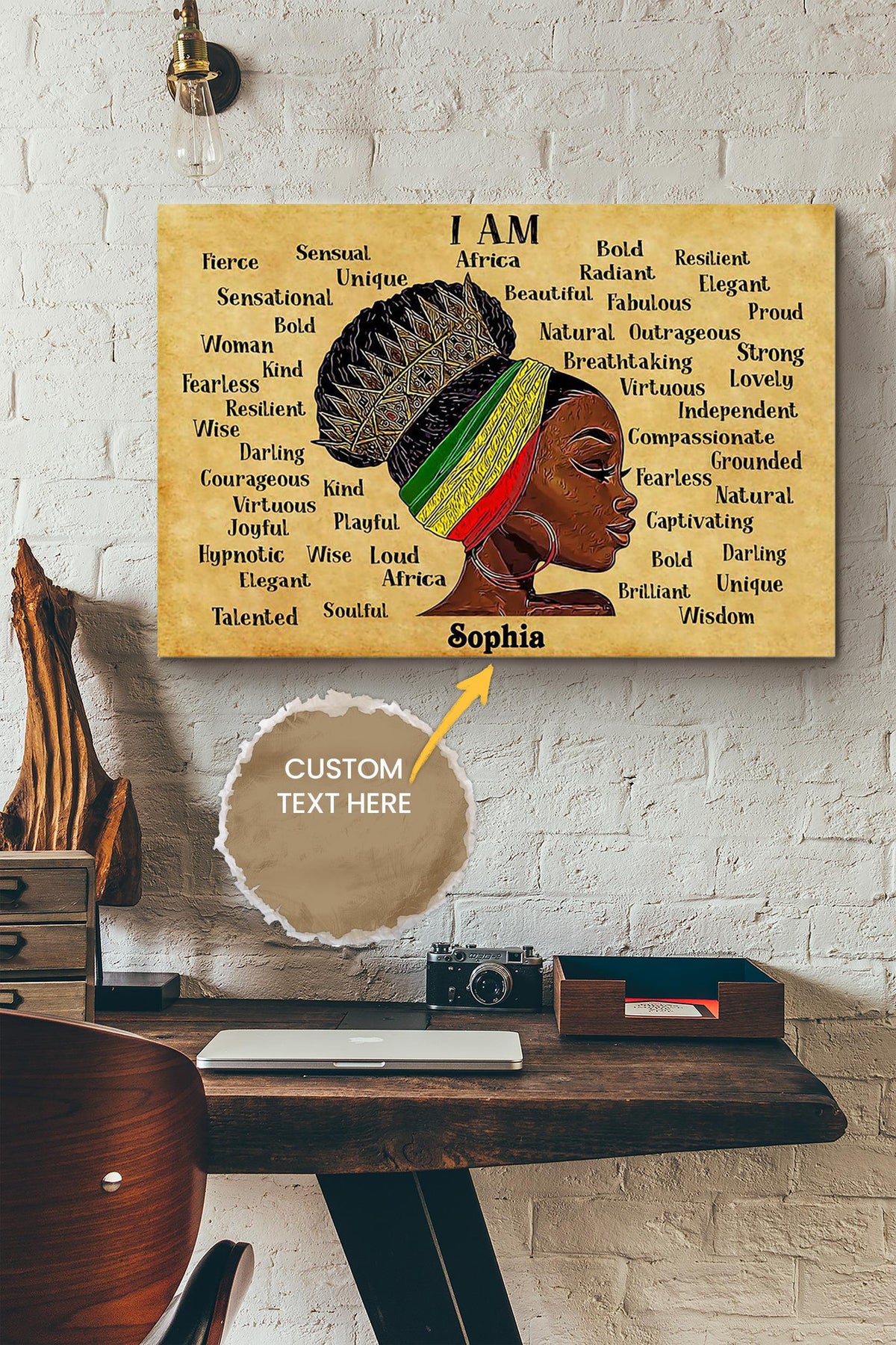 Afro Girl Personalized Canvas Women Gift For Black Woman African Woman Canvas Gallery Painting Wrapped Canvas Framed Prints, Canvas Paintings