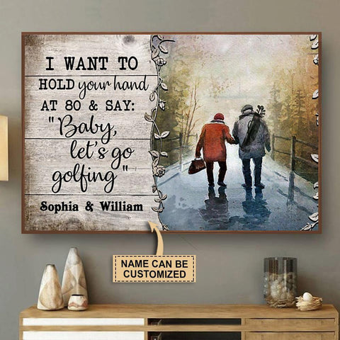 here Gifts Personalized Golf I Want To Hold Your Hand Canvas Home Decor