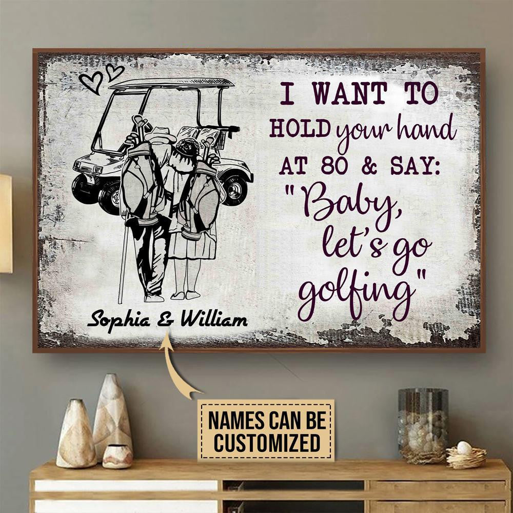 here Gifts Personalized Golf Sketch Baby Lets Go Canvas Home Decor