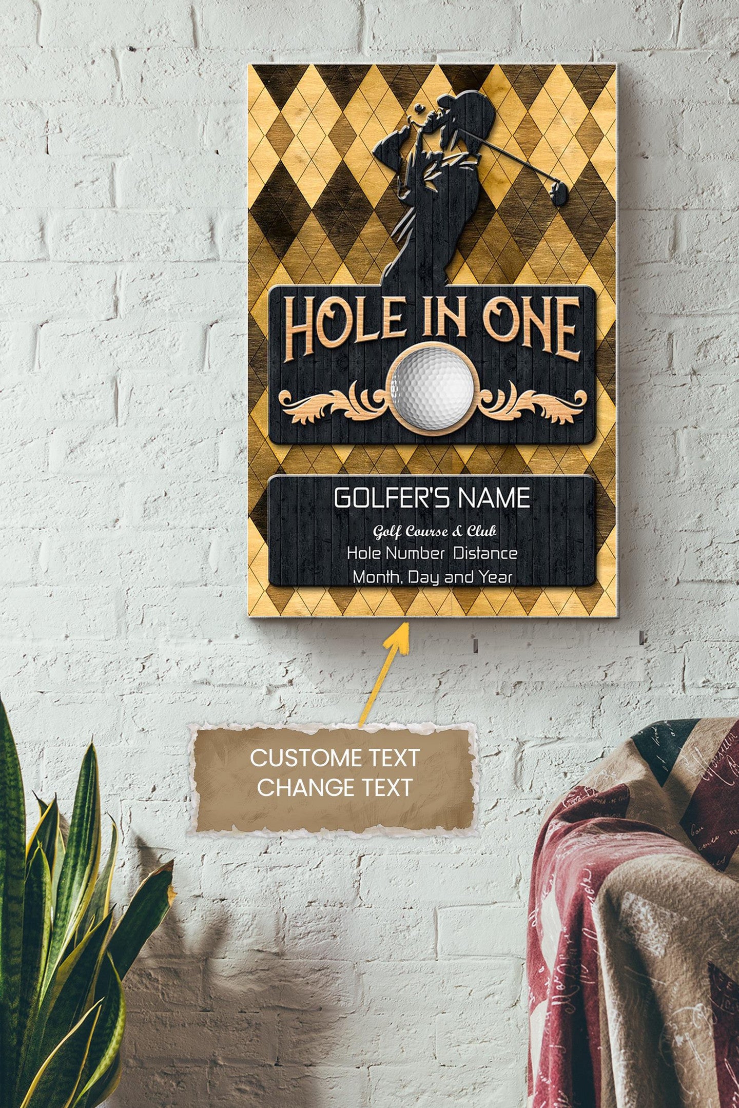 Golf Hole In One Personalized Canvas Sport Gift For Golfer Golf Player Canvas Gallery Painting Wrapped Canvas Framed Prints, Canvas Paintings