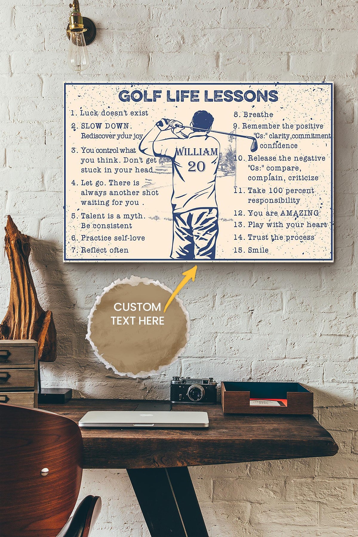 Golf Life Lessons Personalized Canvas Sport Gift For Golfer Golf Player Golf Lover Canvas Gallery Painting Wrapped Canvas Framed Prints, Canvas Paintings