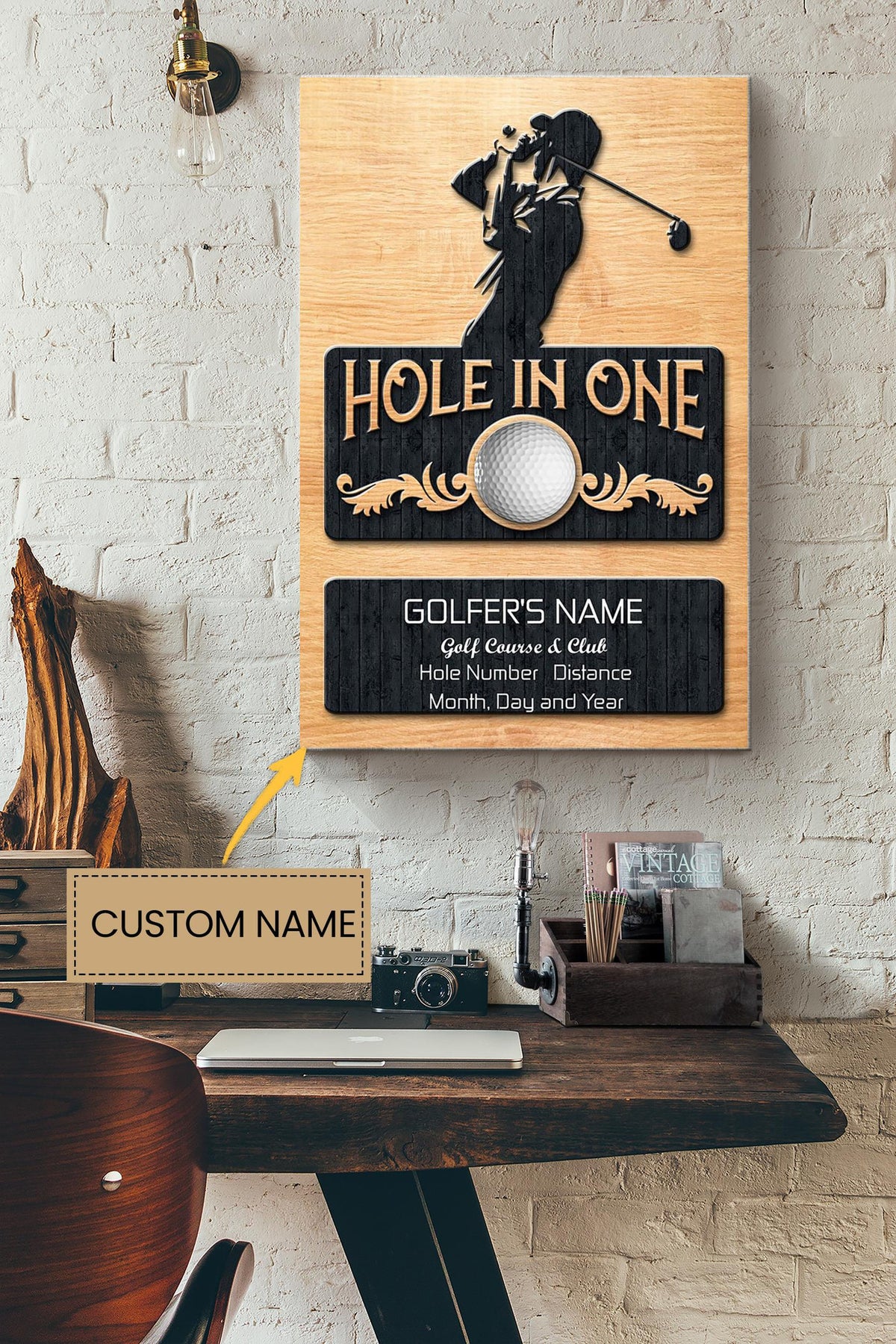 Golf Hole In One Personalized Canvas Sport Gift For Golfer Golf Player Golf Lover Canvas Gallery Painting Wrapped Canvas Framed Prints, Canvas Paintings