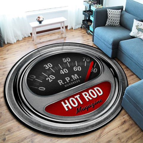 Retro Hot Rod Tach Round Mat