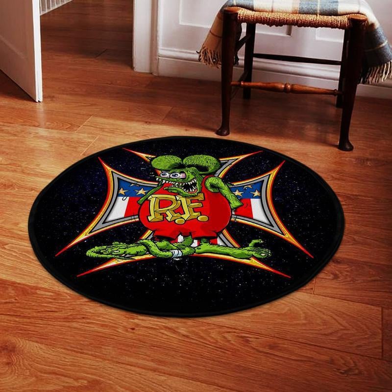 Rat Fink Hot Rod Round Mat 06899 Living Room Rugs, Bedroom Rugs, Kitchen Rugs