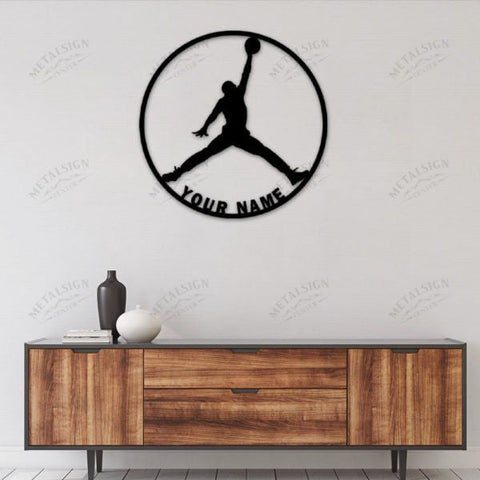 A Jordan Personalized Metal Wall Art, Basketball Jumpman Metal Sign Wa