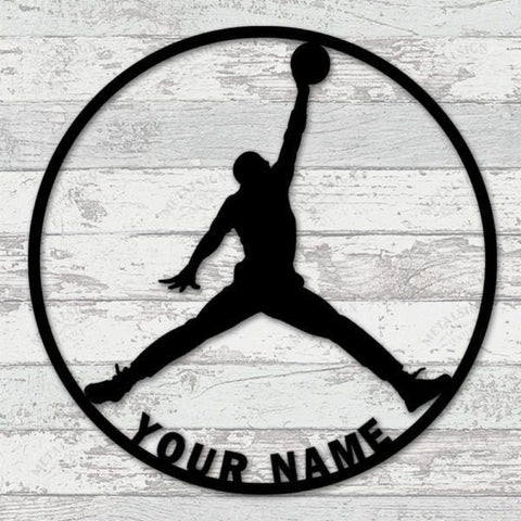 A Jordan Personalized Metal Wall Art, Basketball Jumpman Metal Sign Wa