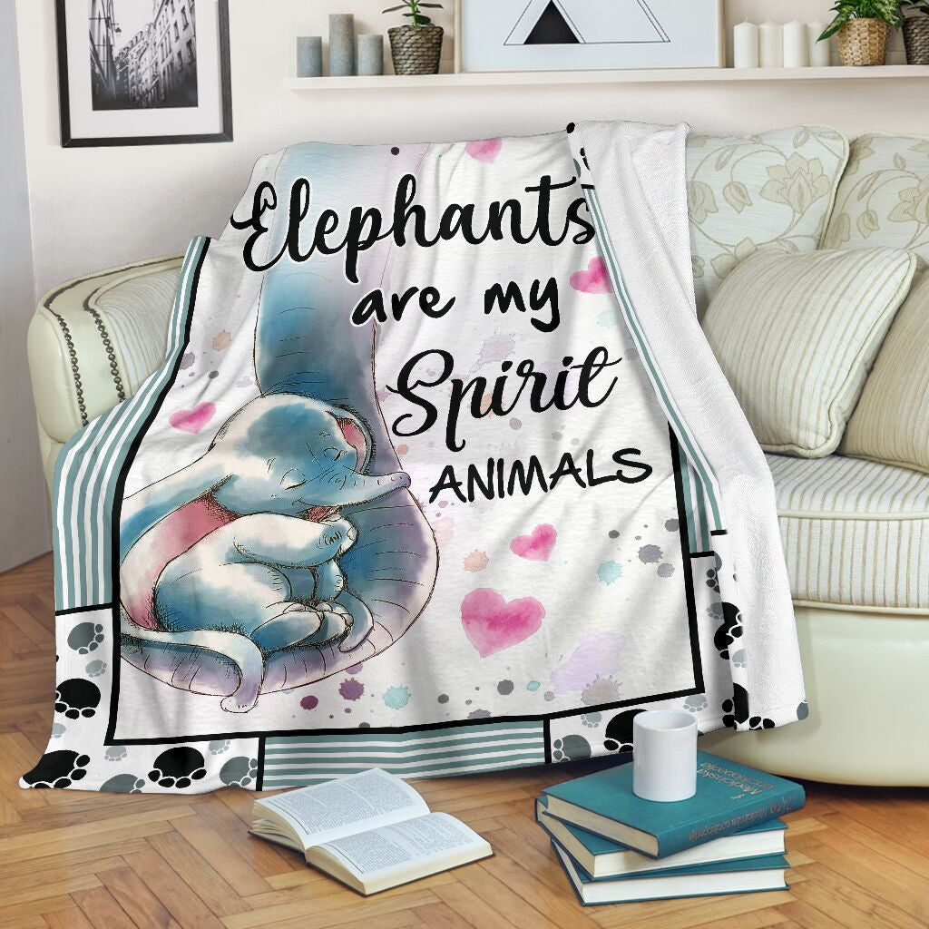 Elephants Are My Spirit Animals Fleece Blanket Fleece Blanket