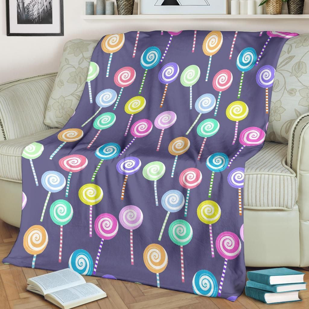 Colorful Lollipop Pattern Print Design Fleece Blanket