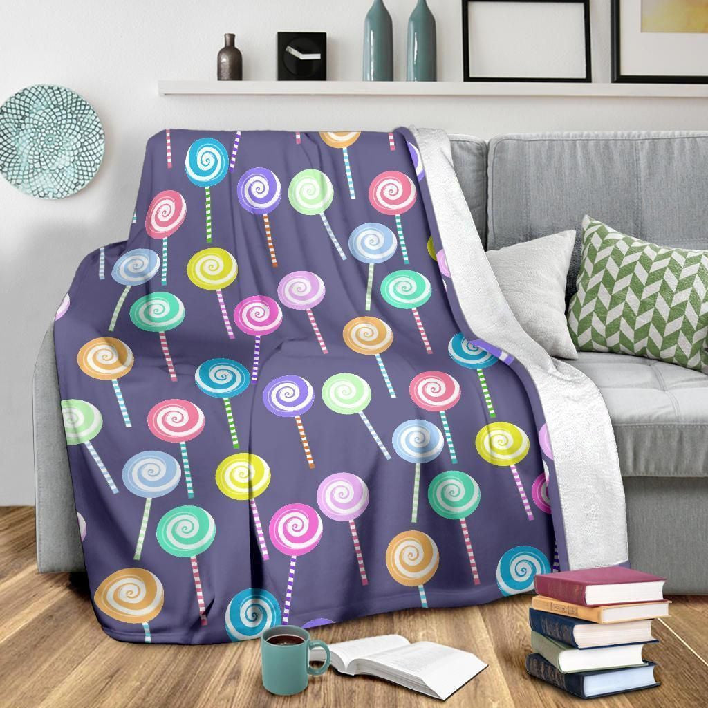 Colorful Lollipop Pattern Print Design Fleece Blanket