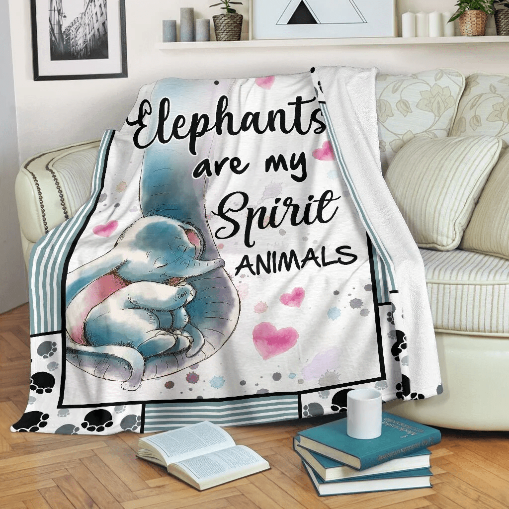 Elephants Are My Spirit Animals Fleece Blanket Fleece Blanket