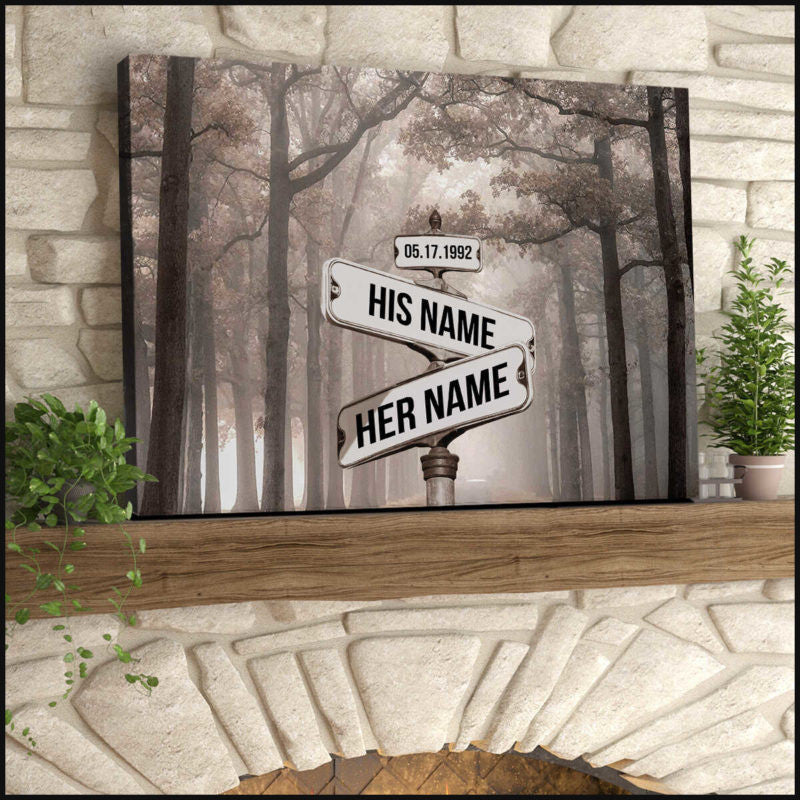 Customized Name Happy Wedding Anniversary Gifts, Gift For Married Couples Once Upon A Time - Personalized Sunflower Canvas Print Wall Art Home Decor