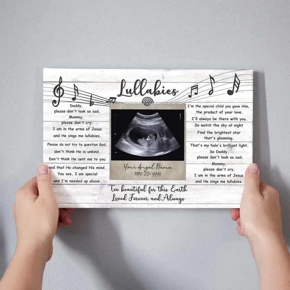 Personalized Canvas Prints, Custom Photo, Sympathy Gifts, Remembrance Gifts For Infant Loss Gift For Pregnancy Loss Baby, Lullabies Song Dem Canvas