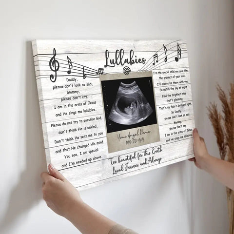 Personalized Canvas Prints, Custom Photo, Sympathy Gifts, Remembrance Gifts For Infant Loss Gift For Pregnancy Loss Baby, Lullabies Song Dem Canvas