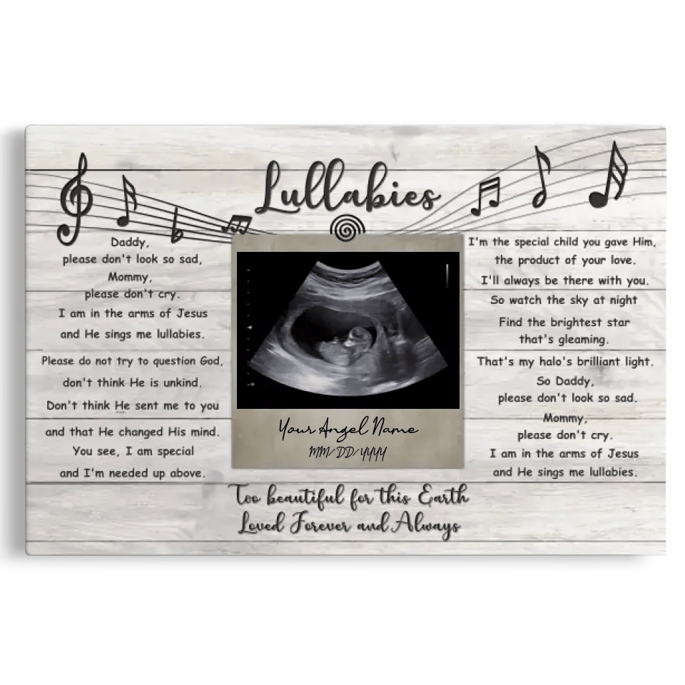 Personalized Canvas Prints, Custom Photo, Sympathy Gifts, Remembrance Gifts For Infant Loss Gift For Pregnancy Loss Baby, Lullabies Song Dem Canvas