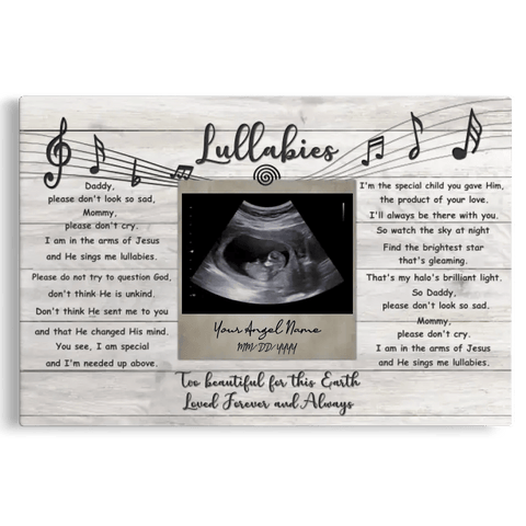 Personalized Canvas Prints, Custom Photo, Sympathy Gifts, Remembrance Gifts For Infant Loss Gift For Pregnancy Loss Baby, Lullabies Song Dem Canvas