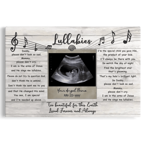 Personalized Canvas Prints, Custom Photo, Sympathy Gifts, Remembrance Gifts For Infant Loss Gift For Pregnancy Loss Baby, Lullabies Song Dem Canvas