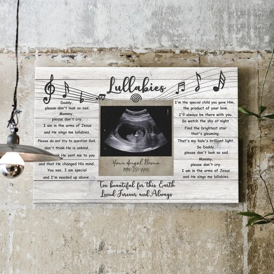 Personalized Canvas Prints, Custom Photo, Sympathy Gifts, Remembrance Gifts For Infant Loss Gift For Pregnancy Loss Baby, Lullabies Song Dem Canvas