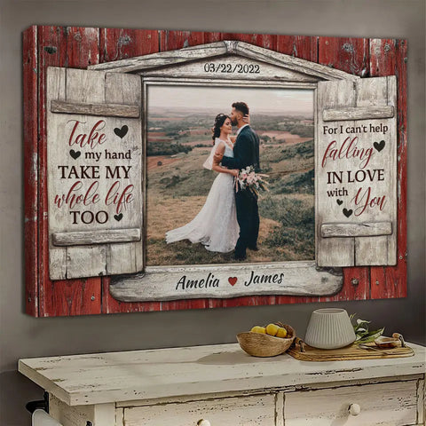 Personalized Canvas Prints, Custom Photos, Couple Gifts, Anniversary Gifts, Photo Gifts Window, For I Can't Help Falling In Love With You Dem Canvas