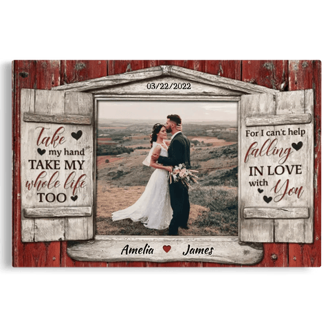 Personalized Canvas Prints, Custom Photos, Couple Gifts, Anniversary Gifts, Photo Gifts Window, For I Can't Help Falling In Love With You Dem Canvas