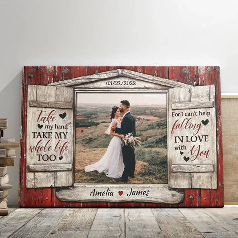 Personalized Canvas Prints, Custom Photos, Couple Gifts, Anniversary Gifts, Photo Gifts Window, For I Can't Help Falling In Love With You Dem Canvas