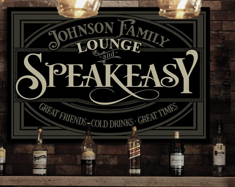 here Canvas Family Name Lounge Sign | Custom Speakeasy Sign | Family Bar Sign | Family Name Sign | Personalized Bar Sign | Vintage Sign | Metal Sign