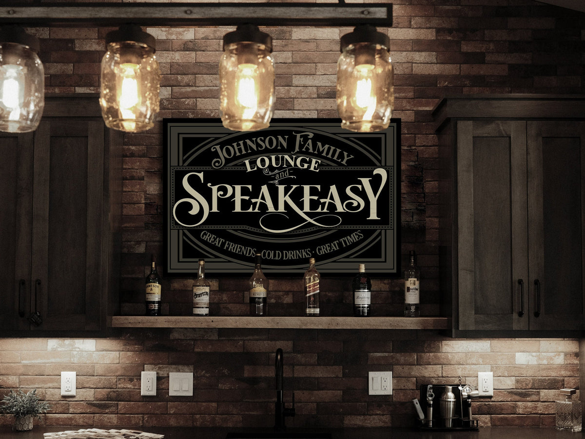 here Canvas Family Name Lounge Sign | Custom Speakeasy Sign | Family Bar Sign | Family Name Sign | Personalized Bar Sign | Vintage Sign | Metal Sign