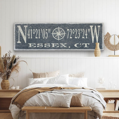 Latitude Longitude Sign, Coordinates Sign, Compass Rose , Personalized