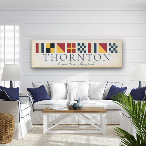 Personalized Nautical Flag Name Sign, Coastal Wall Decor, Nautical Alp