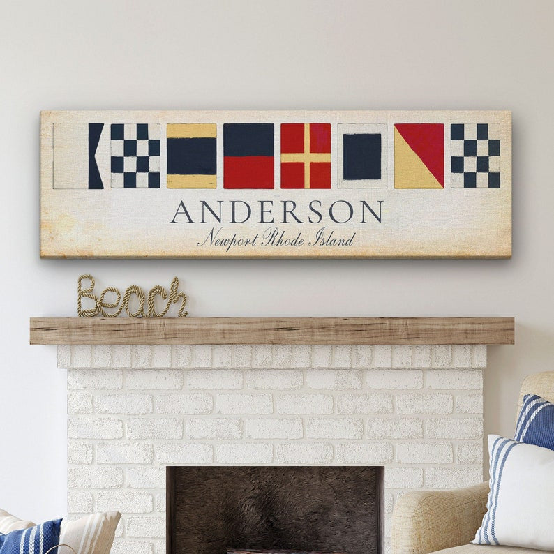 Personalized Nautical Flag Name Sign, Coastal Wall Decor, Nautical Alp