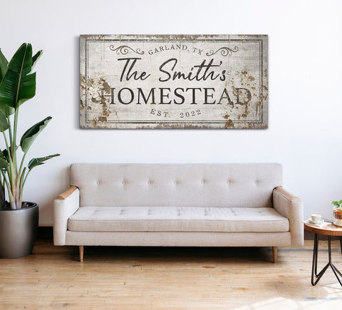 Personalized Homestead Sign Family Name Wall Art Rustic Vintage Farmho